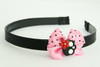 Skull flower black-red light pink bow & skull