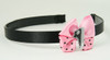Shoe black light pink bow & mix