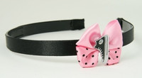 Shoe black light pink bow & mix