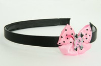 Cat bone pink-black light pink bow & animal