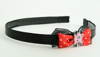 Black-red / cat bone pink-black red bow & animal