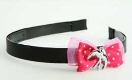 Pink / swallow white dark pink bow & animal
