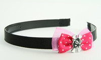 Pink / cat bone black-white dark pink bow & animal 