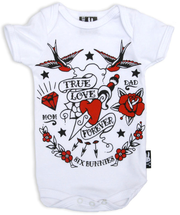 True love forever white six bunnies baby body