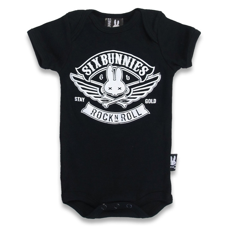 Rock n Roll black six bunnies baby body