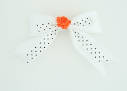 Dot white / flower orange white flower