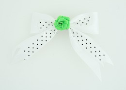 Dot white / flower green white flower