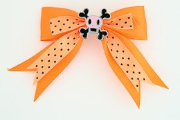 Dot orange / skull squared pink orange skull