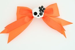 Orange / skull flower white-black orange cute skull