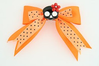 Dot orange / cute skull flower black-red orange cute skull