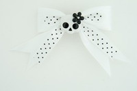 Dot white / cute skull flower white-black white cute skull