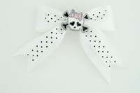Dot white / cute skull bone white-pink white cute skull