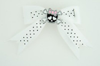 Dot white / cute skull bone black-pink white cute skull