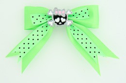 Dot green / cute skull bone black-pink green cute skull