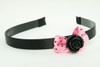 Rose black light pink bow & flower