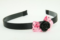 Rose black light pink bow & flower
