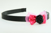 Pink / rose black dark pink bow & flower