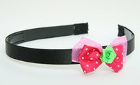 DP flower green dark pink bow & flower