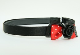 Black-red / rose black red bow & flower