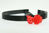 Black-red / rose red Red bow & flower
