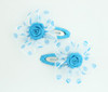 Dot TR blue flower hair clips pair