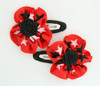 Star red flower hair clips pair