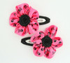 Skull D.pink flower hair clips pair