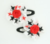 Star white-red flower hair clips pair