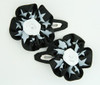 Star black-white flower hair clips pair