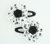 Skull white flower hair clips pair