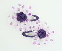 Dot TR purple flower hair clips pair