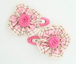 Scotch pink flower hair clips pair