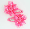 Dot D-pink flower hair clips pair