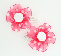 Dot TR D.Pink-white flower hair clipspair