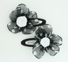Dot TR black-white flower hair clips pair