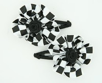 Check big black flower hair clips pair