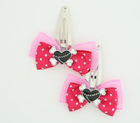 D.Pink / heart bone black-white dark pink sweet