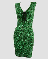 Front - DV leopard green V neck pin up