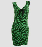 Front - DV zebra green V neck pin up