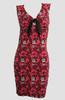 Front - DV skull rose pink V neck pin up