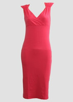 Front - DV plain pink V neck pin up