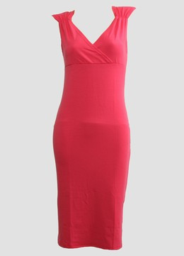 Front - DV plain pink V neck pin up