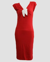 Front - DV red lace V neck pin up