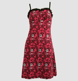 Front - DL skull rose pink lace pin up