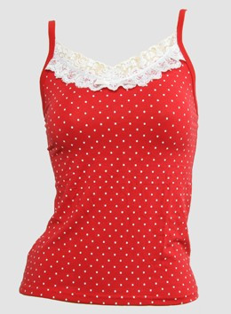 Front - PL dot S red-white lace top pin up