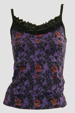 Front - PL skull rose purple lace top pin up