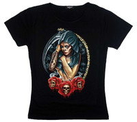 Rose skull lady rock angel