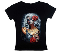Silver hair With red rose lady rock angel 