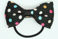Dot rainbow bow hair tie