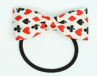Poker white bow hair tie